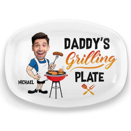Custom Photo Everything Tastes Better When Daddy Makes It - Family Personalized Custom Platter