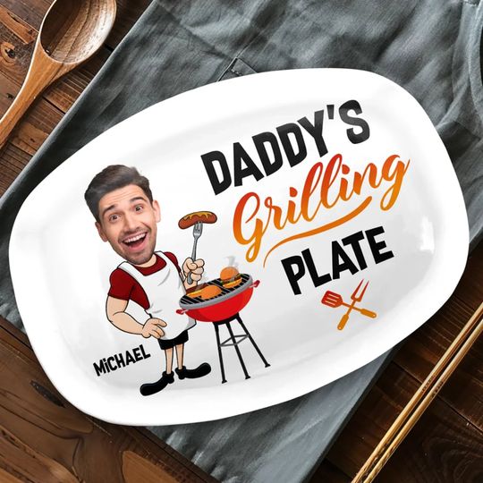 Custom Photo Everything Tastes Better When Daddy Makes It - Family Personalized Custom Platter