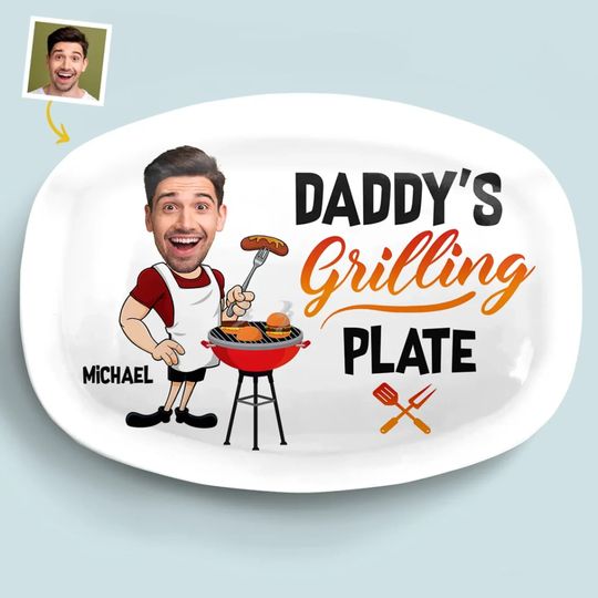 Custom Photo Everything Tastes Better When Daddy Makes It - Family Personalized Custom Platter