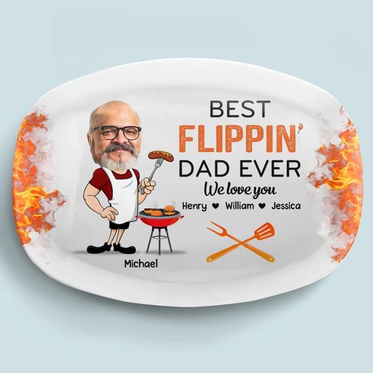 Custom Photo King Of The Grill, Hero Of The House - Family Personalized Custom Platter