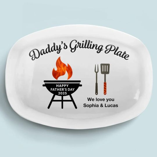 Custom Platter – Fired Up for Father’s Day – Gift for Dad, Grandpa, or Husband