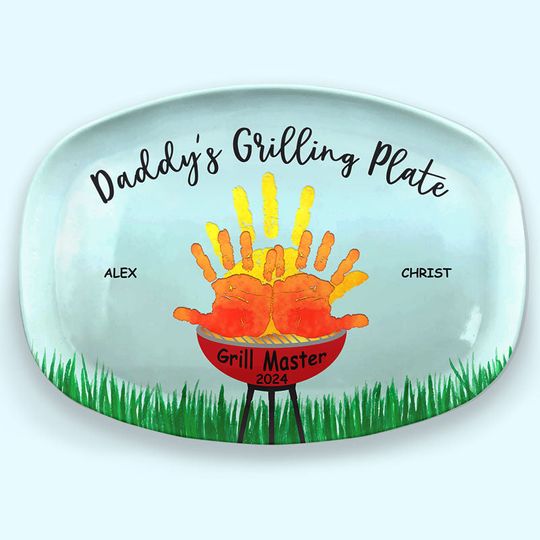 Daddy Grill Master – Custom Family Platter – Father’s Day or Birthday Gift for Dad