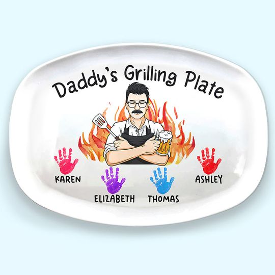Daddy Grill Legend – Custom Family Platter – Father’s Day or Birthday Gift for Dad
