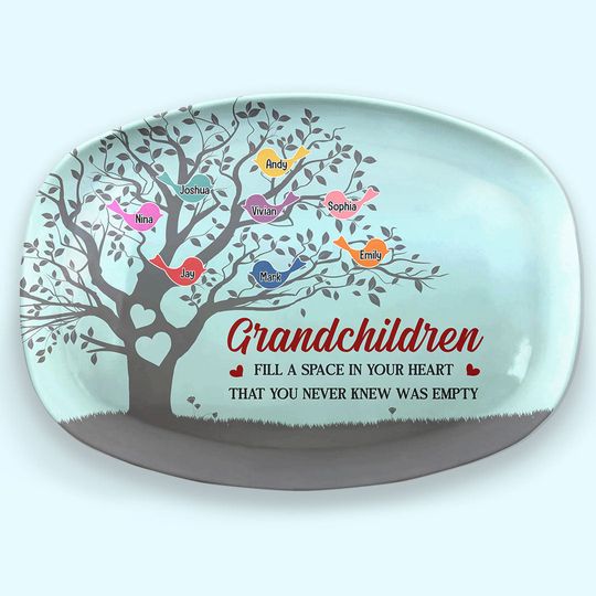 Personalized Family Platter – Grandchildren Fill a Space in Your Heart – Birthday Gift for Grandma