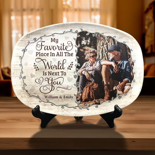 Personalized Couple Platter – Next to You Is My Favorite Place – Gift for Husband or Wife