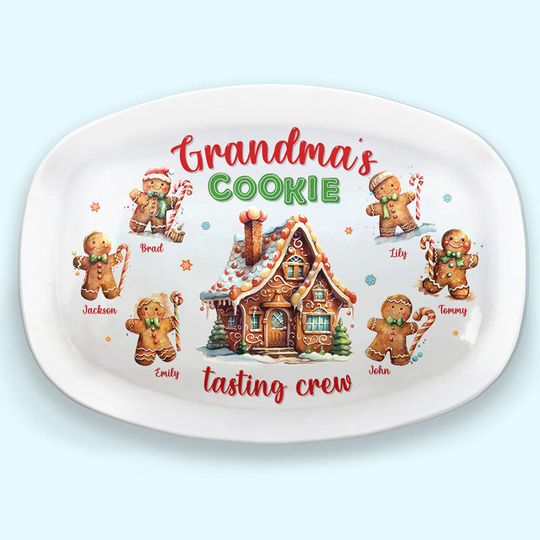 Personalized Family Platter – Grandma Never Runs Out of Hugs or Cookies – Christmas Gift