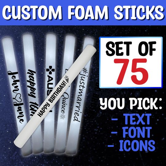 LED Foam Glow Sticks 75 Pack – 16” Light Batons for Party, Rave, Wedding