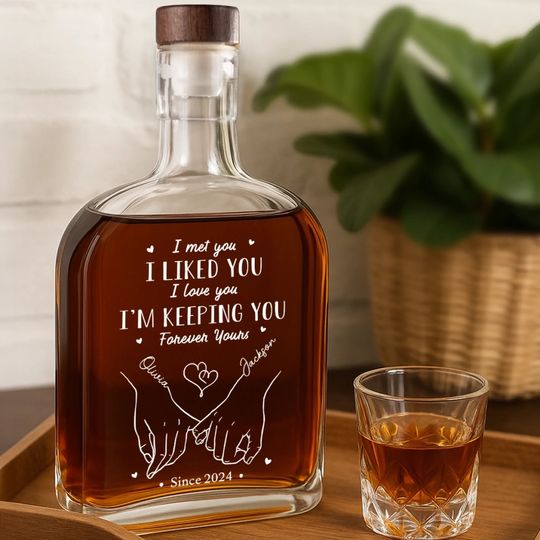 From Our First Kiss Till Our Last Breath - Couple Personalized Custom Whiskey Bottle