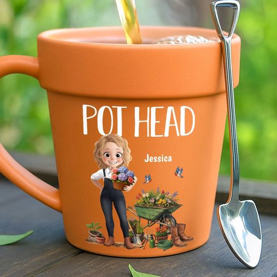 Custom Plant Pot Ceramic Mug - Personalized Garden Gifts For Gardeners
