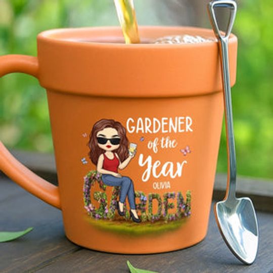Custom Plant Pot Ceramic Mug - Personalized Garden Gifts For Gardeners