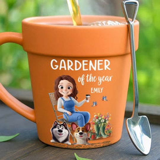 Custom Plant Pot Ceramic Mug - Personalized Garden Gifts For Gardeners