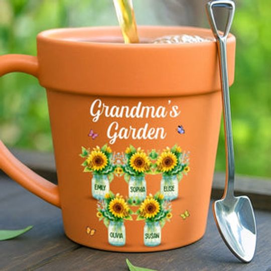 Custom Plant Pot Ceramic Mug - Personalized Garden Gifts For Gardeners