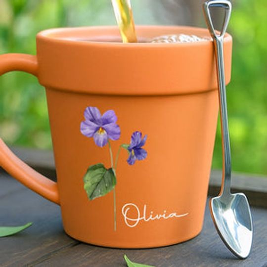 Custom Plant Pot Ceramic Mug - Personalized Garden Gifts For Gardeners