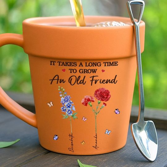 Custom Plant Pot Ceramic Mug - Personalized Best Friend Birthday Gifts