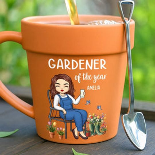 Custom Plant Pot Ceramic Mug - Personalized Garden Gifts For Gardeners