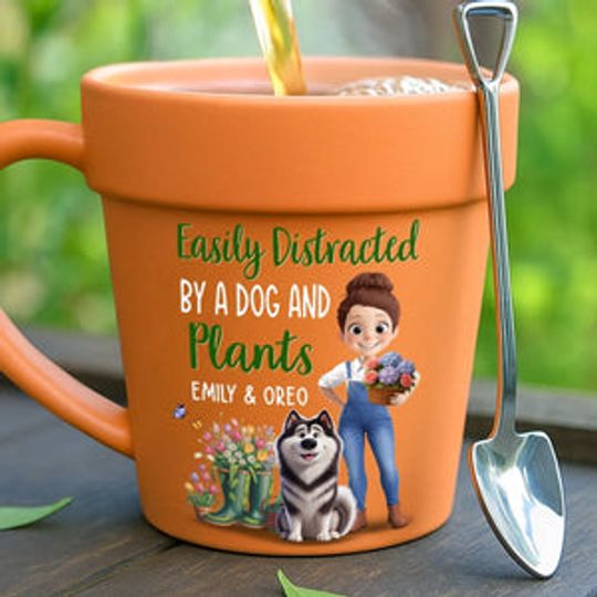Custom Plant Pot Ceramic Mug - Personalized Garden Gifts For Gardeners