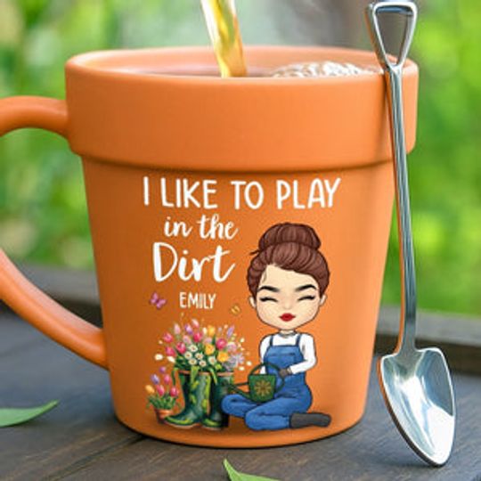 Custom Plant Pot Ceramic Mug - Personalized Garden Gifts For Gardeners