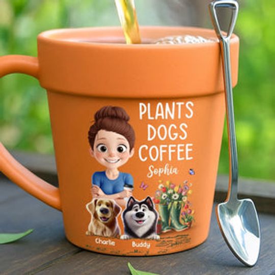 Custom Plant Pot Ceramic Mug - Personalized Garden Gifts For Gardeners