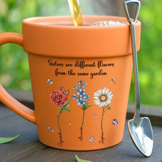 Custom Plant Pot Ceramic Mug - Personalized Best Friend Birthday Gifts