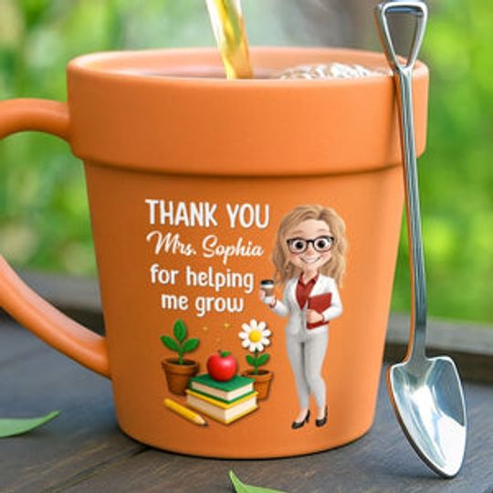 Custom Plant Pot Ceramic Mug - Personalized Back To School Gifts