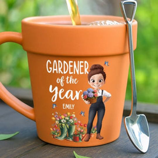 Custom Plant Pot Ceramic Mug - Personalized Garden Gifts For Gardeners