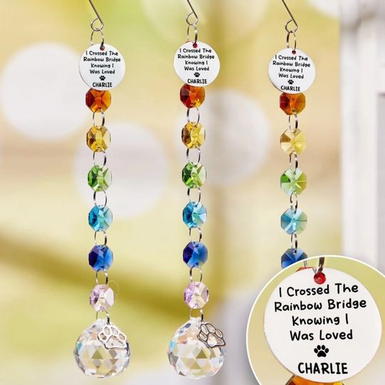 Forever In My Heart - Memorial Personalized Custom Rainbow Bridge Suncatcher