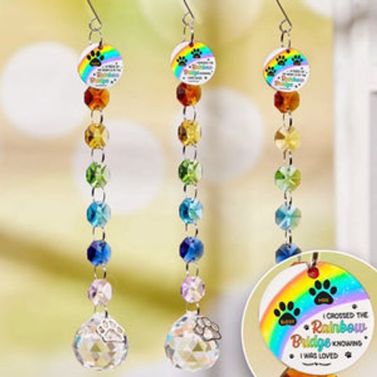 Custom Crystal Suncatcher With Charm - Personalized Pet Memorial Gifts For Dogs, Cats