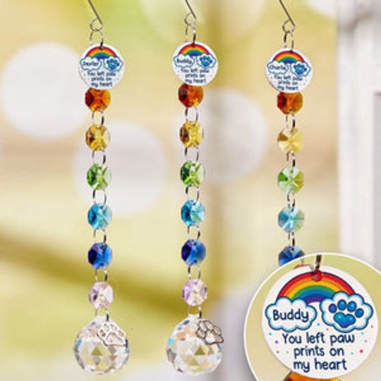 Custom Crystal Suncatcher With Charm - Personalized Pet Memorial Gifts For Dogs, Cats