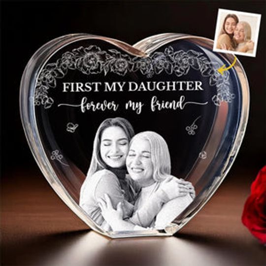 Custom Photo A Mother’s Love Is The Greatest Gift, Custom Engraved 3D Crystal Heart Shaped