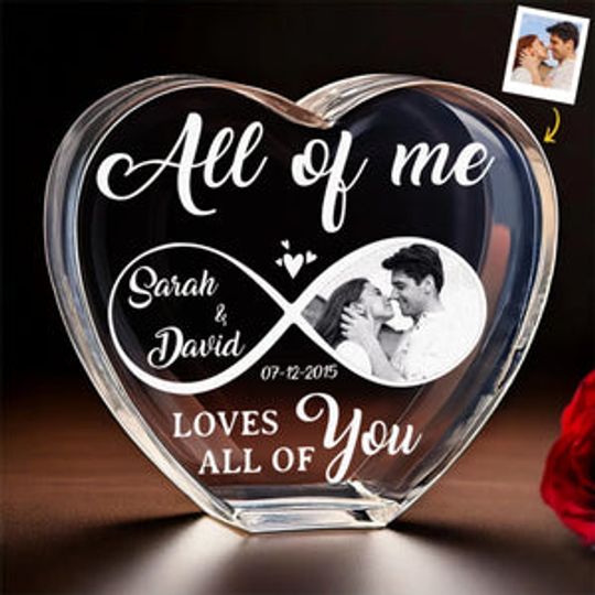 Custom Photo God Knew My Heart Needed You - Couple Custom Engraved 3D Crystal Heart Shaped