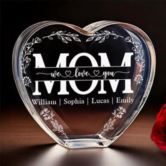 The Best Love Is A Mother’s Love - Family Custom Engraved 3D Crystal Heart Shaped