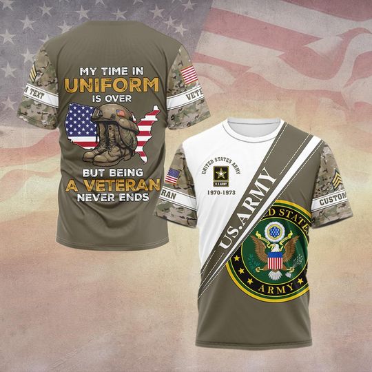 Customized US Veteran 3D T-Shirt