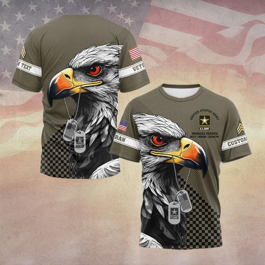 Customized US Veteran 3D T-Shirt