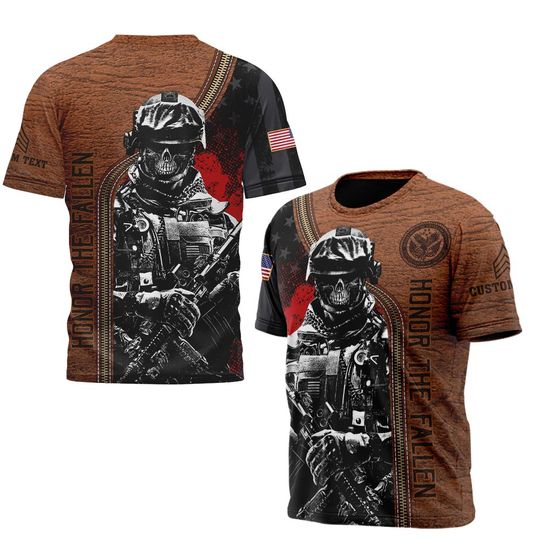 Custom U.S. Veteran Honor the Fallen Soldier 3D T-Shirt