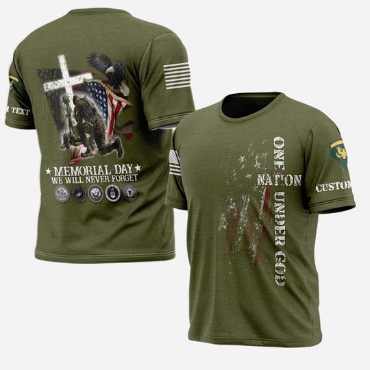 Memorial Day 3D T-Shirt - We Will Never Forget - One Nation Under God