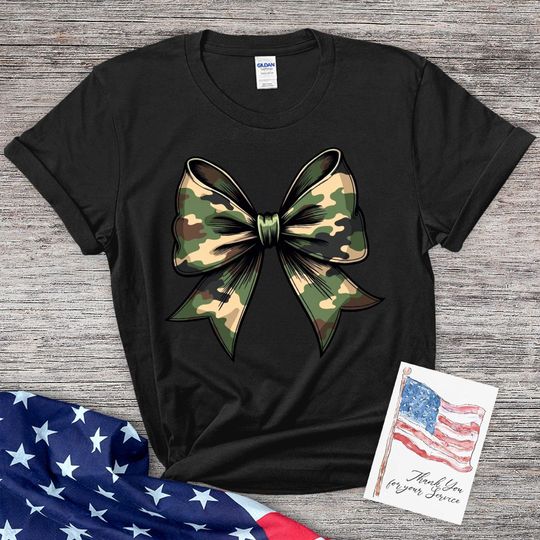 Camouflage Bowtie Patriotic T-Shirt