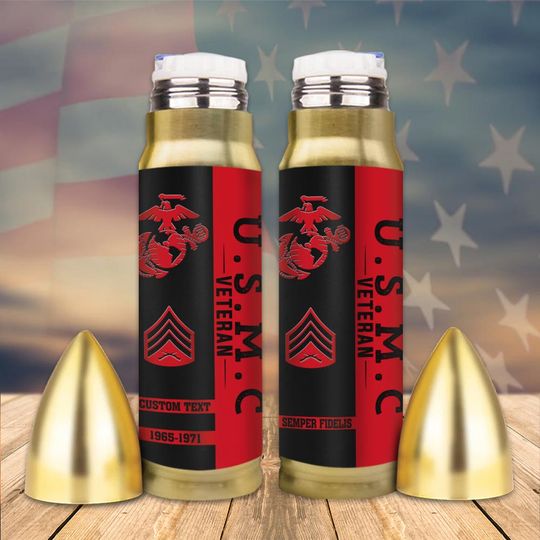 Customized US Veteran Proudly Served Bullet Tumbler