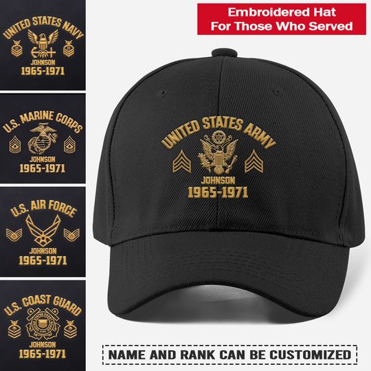 Customized U.S Veteran Embroidered Baseball Cap