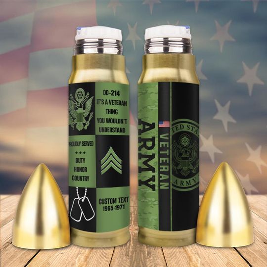 Customized US Veteran Proudly Served Bullet Tumbler