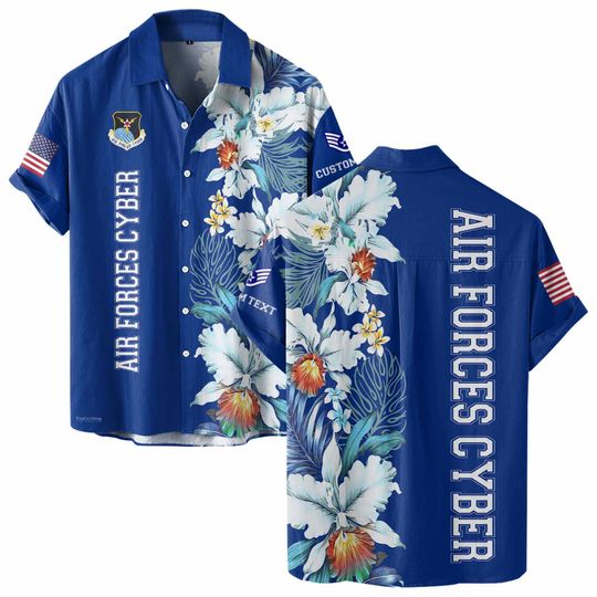 Customized United States USAF Command Hawaiian Short Sleeve Button Shirt
