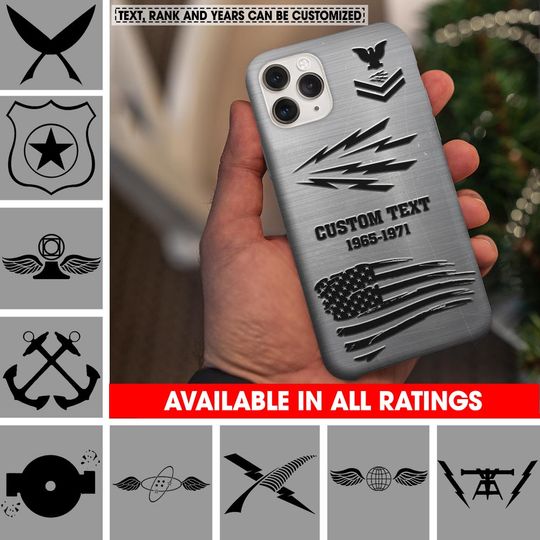 Customized US Navy Ratings Stainless Steel Pattern Phone Case