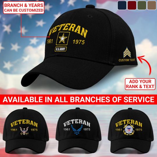 United States Veteran Emblem Embroidered Baseball Cap