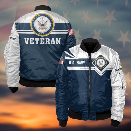 Customized U.S Navy Veteran Bomber Jacket
