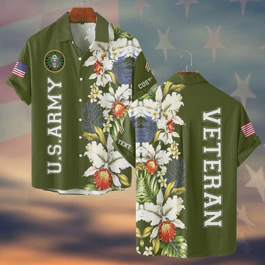 Customized U.S Veteran Proudly Served Hawaiian Shirt