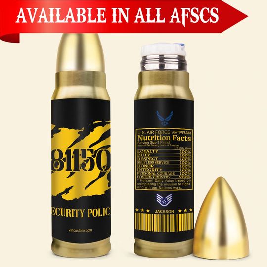 Customized AFSCs Veteran Nutrition Facts Bullet Tumbler