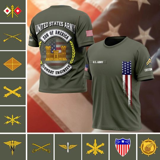 Customized Army Branches – Son Of America 3D T-Shirt