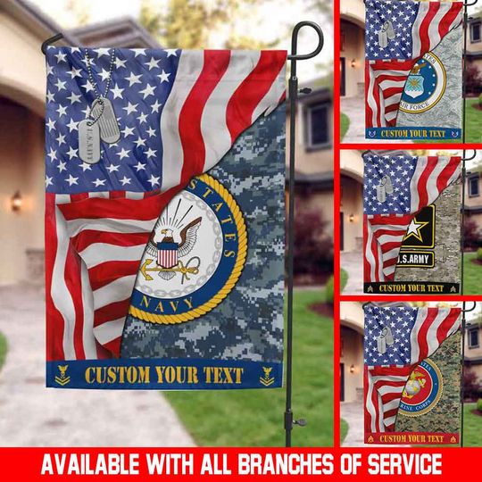 Personalized U.S Military – All Branches Of Service Garden Flag