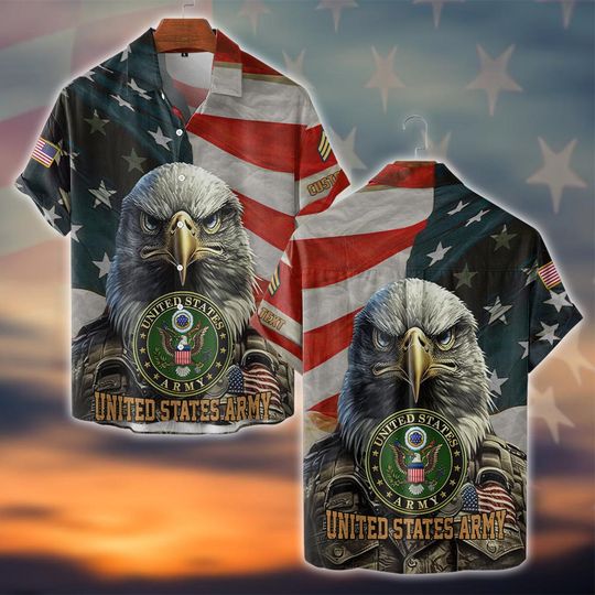 Customized U.S Veteran Eagle Soldier Hawaiian Shirt