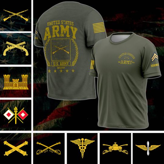 Customized United States Army Branches of Service 3D T-Shirt