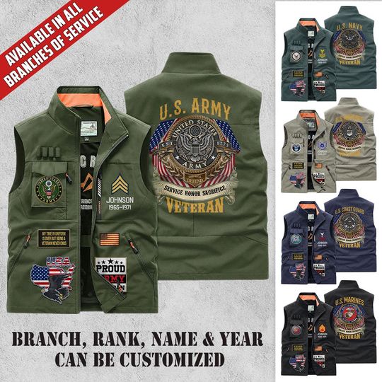 Customized U.S Veteran Multi Pocket Vests